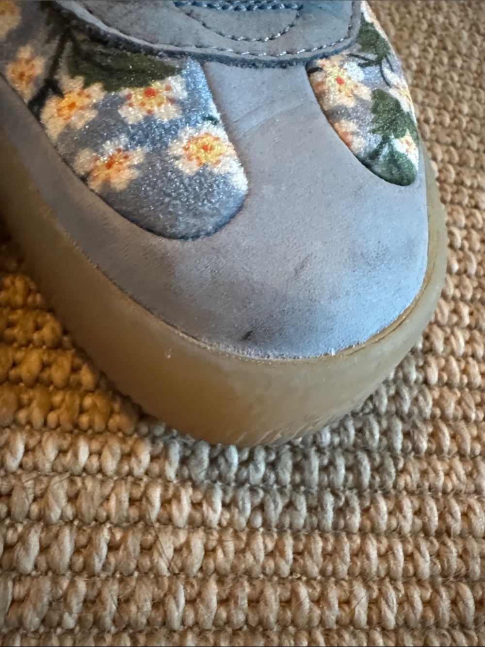 adidas x Liberty London Baby Blue and Cream Floral Velour and Suede Sambaes - Picture 6 of 9